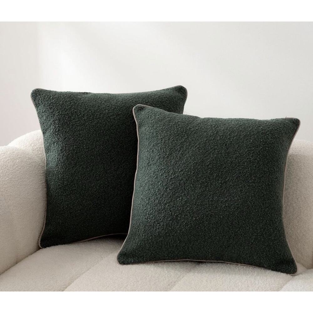 Amazon Basics Boucle Throw Pillow Covers for 18"x 18”(Pk of 2), Green